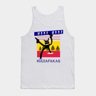 Vintage retro Black Cat style Pew pew madafakas Tank Top